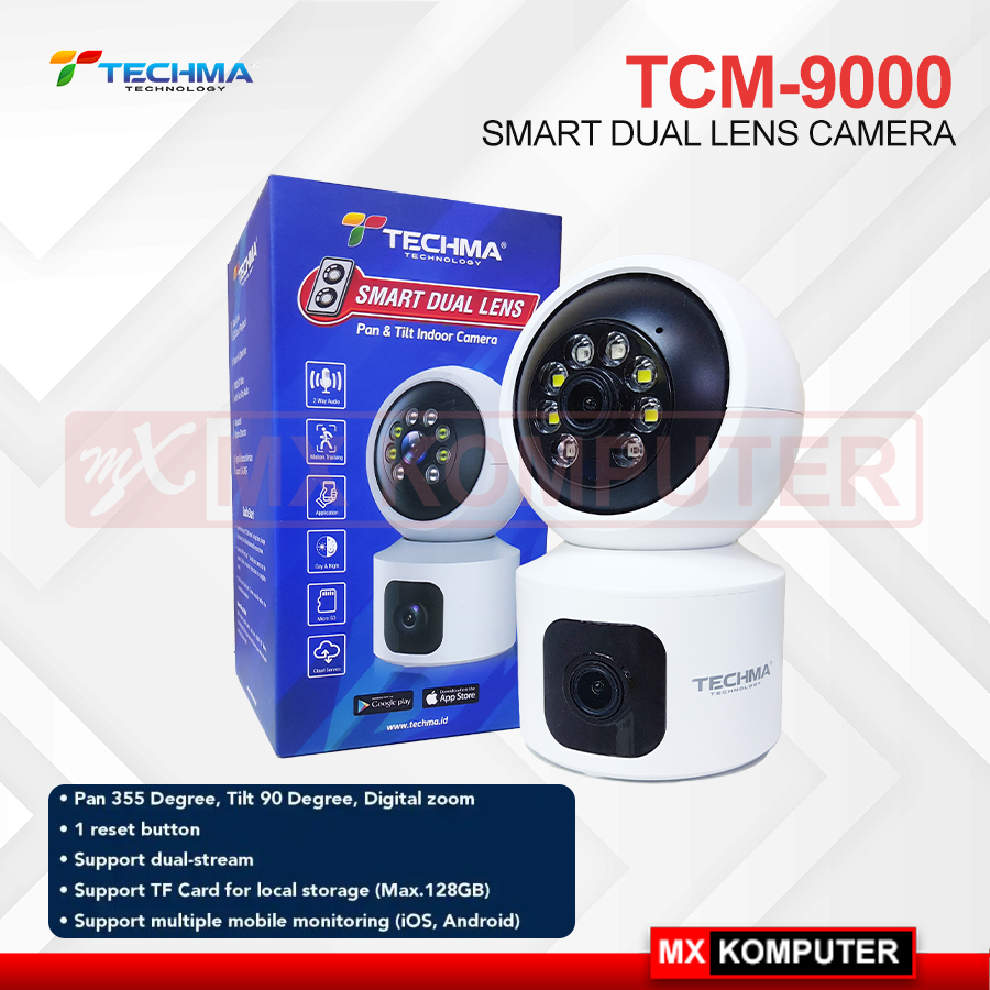 Smart IP Camera Techma Dual Lens 2x2MP TCM-9000 CCTV | MX Komputer Jogja