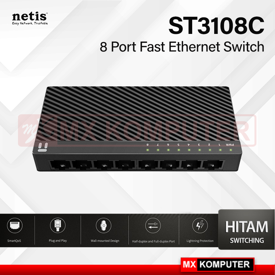 Switch Netis ST3108C 10/100Mbps 8 Port Fast Ethernet | MX Komputer Jogja