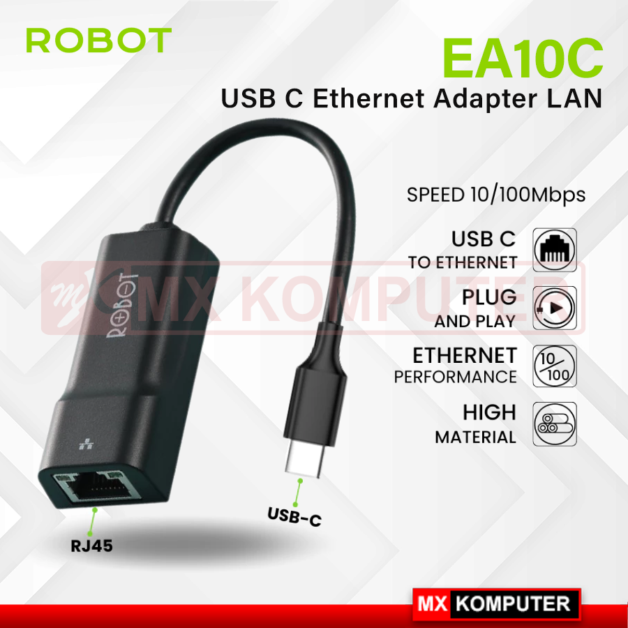 ROBOT EA10C Type C Ethernet Adapter LAN Network RJ45 10/100Mbps | MX ...