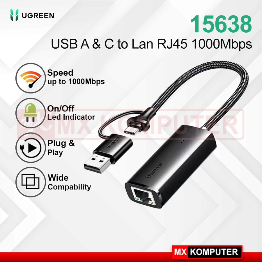 UGREEN USB A Type-C To Lan RJ45 Ethernet Adapter 1000Mbps 15638 | MX ...